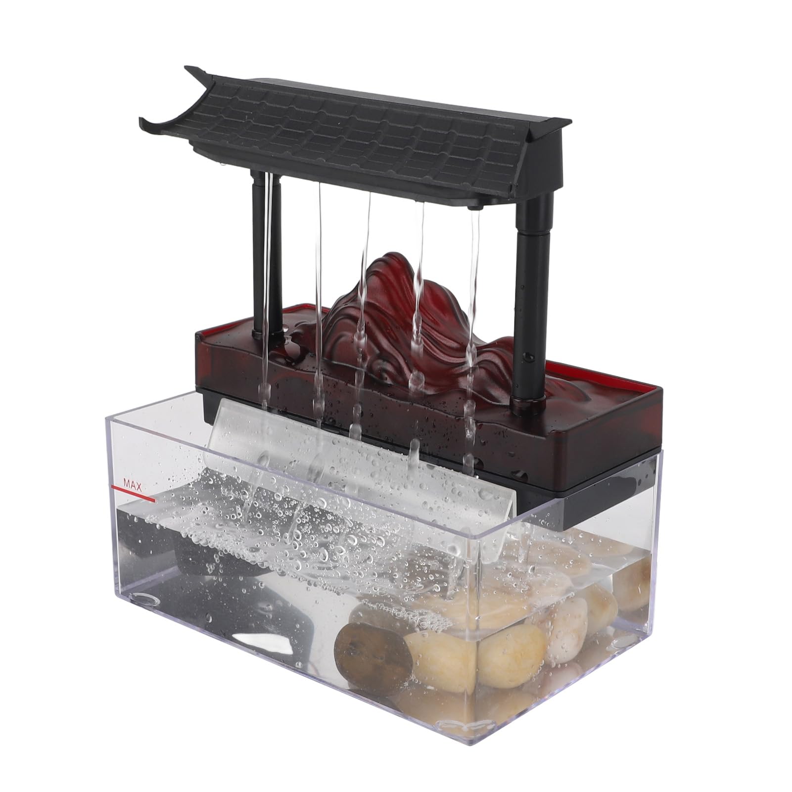 Bewinner Tabletop Fountains, Home Indoor Tabletop Zen Waterfall Fountain, Indoor Relaxation Fountain, Mini Tabletop Pool Leisure Fountain with Irregular Stones and Decorative LED Lights