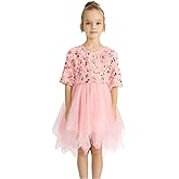 Tutu.kk Toddler Tutu Dresses Little Girls Irregular Hem Tulle A-Line Sequins Tulle Formal Dress for Birthday Party