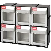 SHUTER Tilt Out Storage Cabinet w/6 Removeable Drawers, Plastic Small Parts Organiser, Stackable Storage Drawers, Tip Out Bin Kits-Included, Sewing Craft Storage Bins, Black FO-306-BK