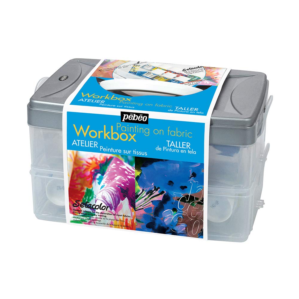 PEBEO PE758406 Setacolor Opaque Colors For Fabric Workbox Set 15/Pkg-Studio Collection, 14 x 24.5 x 16.5 cm