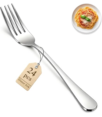 Pleafind 24 -Pcs Dinner Spoons, 7.4 Inch Spoons Silverware, Stainless Steel Spoons Set, Silver Spoons, Silverware Spoons Use For Home, Kitchen, Restaurant,Dishwasher Safe, Mirror Polished