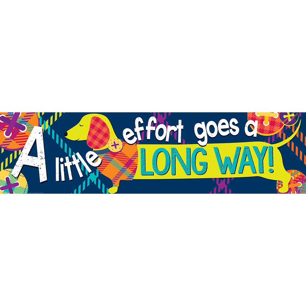 Eureka Plaid Dog Themed ''A Little Effort Goes a Long Way'' Classroom Decoration Banner, 45'' x 12''