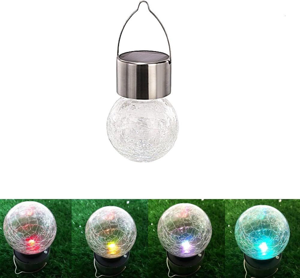 5er Set Solar Hängeleuchten LED Hängelampe Bruchglas Solarleuchte