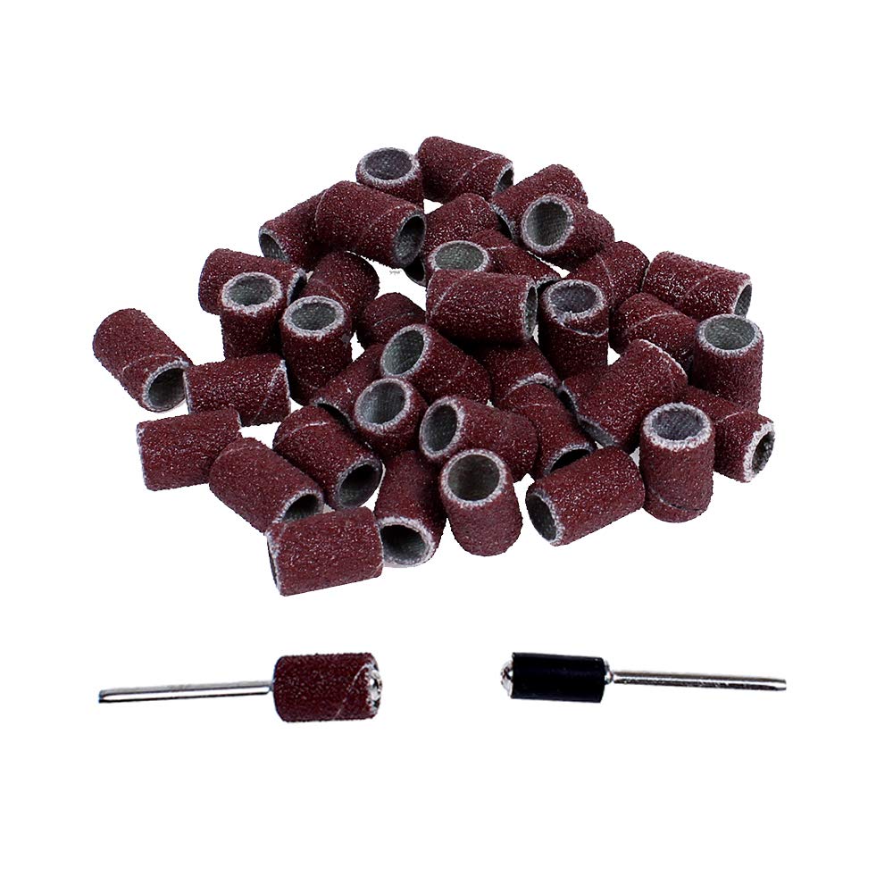 AUTOTOOLHOME 100pcs Sand Drum Sanding Band 1/4 Inch 80 Grit Sander Kit Fit Dremel with 2 Rubber Mandrels