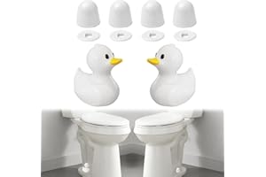 MENNTY 2Pack Ceramic White Duck Toilet Bolt Covers Decorative & 4Pack Round Caps with Washers, Cute Bathroom Decor Toilet Floor Screw Covers Christmas-Gifts for Women