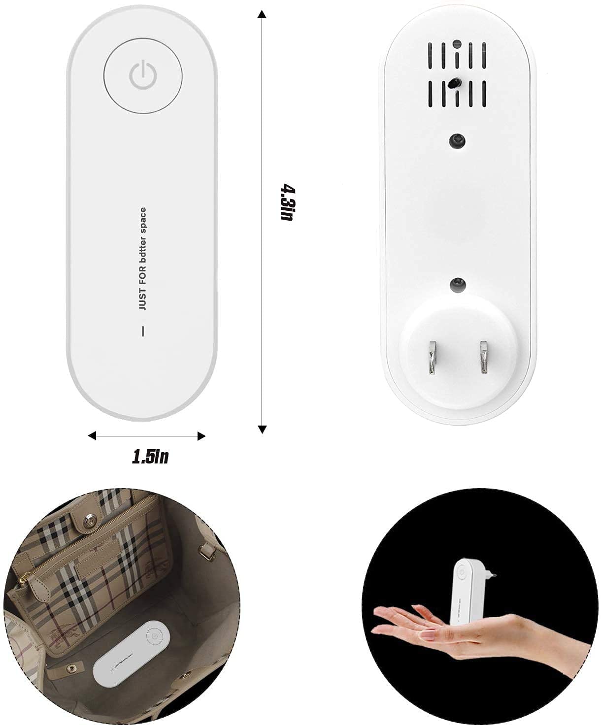 Pure Air - 2 Units- Plug-in Air Purifier,Mini Portable Air Purifier for Home & More Suitable for Bedrooms, Toilets, Living Room,bathrooms,closets,hotel,pet room