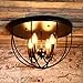 KunMai Rustic Black Metal Round Cage Semi Flush Mount Ceiling Light Fixture with 4 Candelabra Shaped Lights