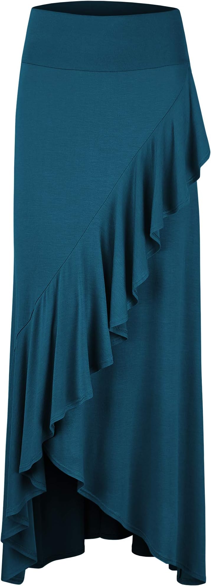 LL Womens Wrapped High Low Ruffle Maxi Skirt - Made in USA