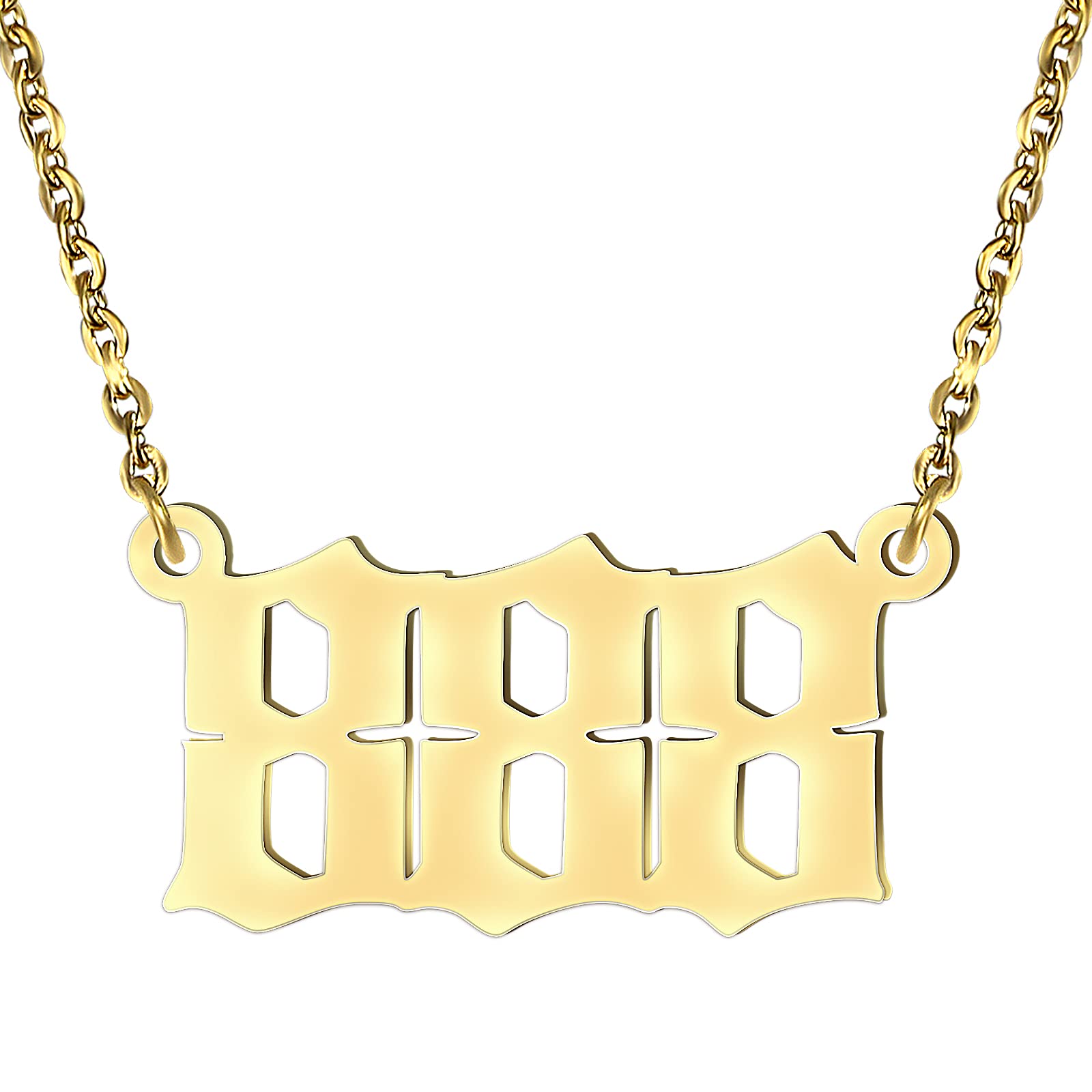 free-space Angel Number Necklaces 111 222 333 444 Stainless Steel Necklace Choker 555 777 888 999 666 Numerology Jewelry Devil number Necklace (888)