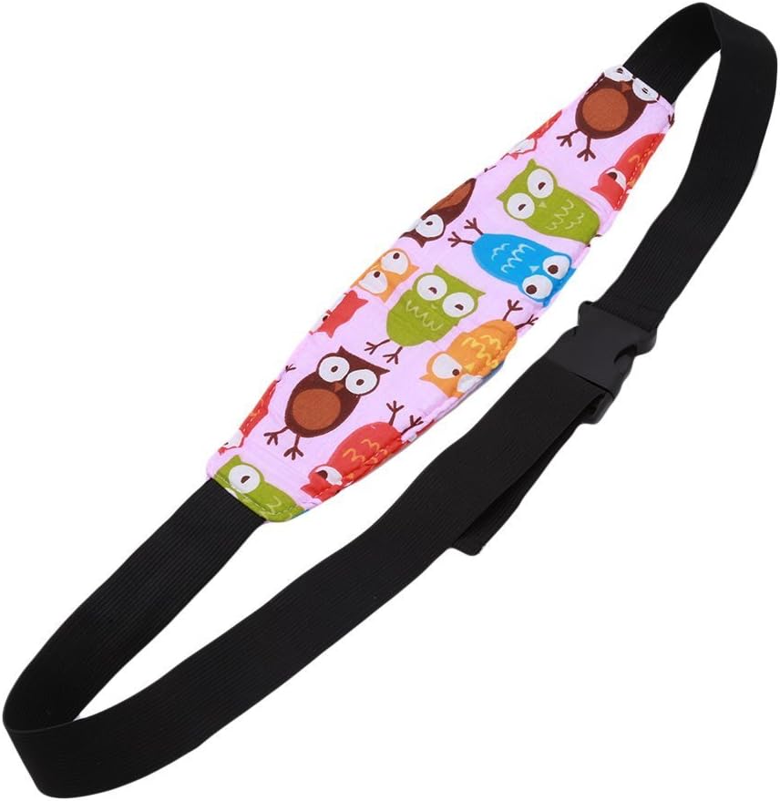 Innotic Child Head Support Car Seat Secure Headband Soft Neck Relief Sleep (Owls Pink bg)