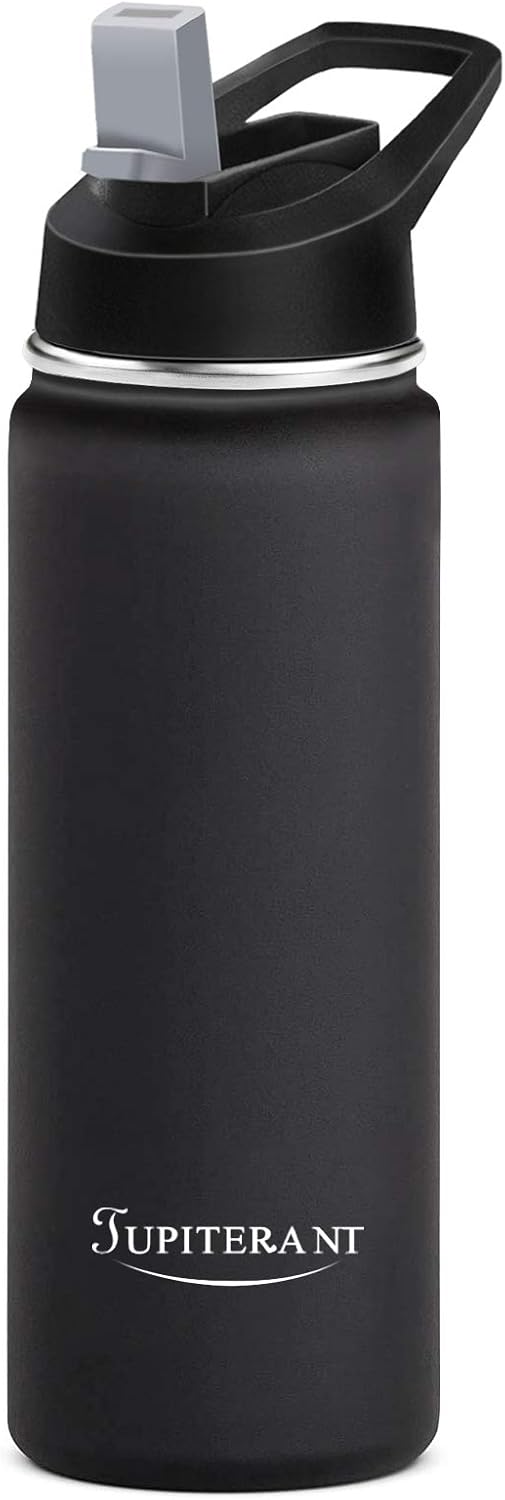 JUPITERANT Water Bottles, Simple Sports Insulated Flask Mug-Modern Hydro Bottle Cold&Hot 24/32OZ-Double Wall Stainless Steel-2Caps(Straw Lid&Chug Lid) : Sports & Outdoors
