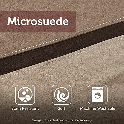 MADISON PARK PALISADES COMFORTER SET MODERN FAUX SUEDE PIECED STRIPE DESIGN, ALL SEASON DOWN ALTERNATIVE COZY BEDDING WITH MATCHING SHAMS, DECORATIVE PILLOWS, CAL KING(104″X92″), BLUE 7 PIECE