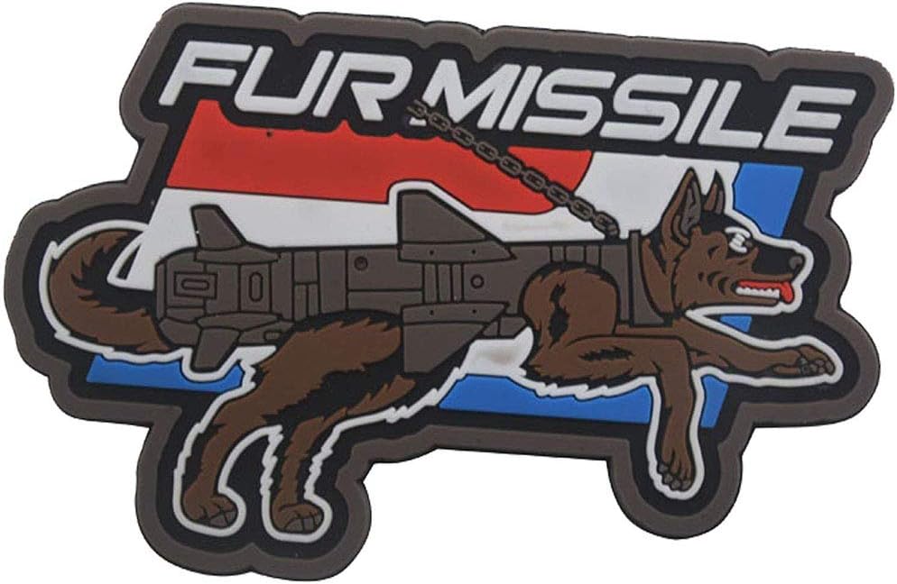 Fur Missile Morale Patch Dog Tactical Patches Hook Military Badge 3D PVC Fur Missile K9 Dog