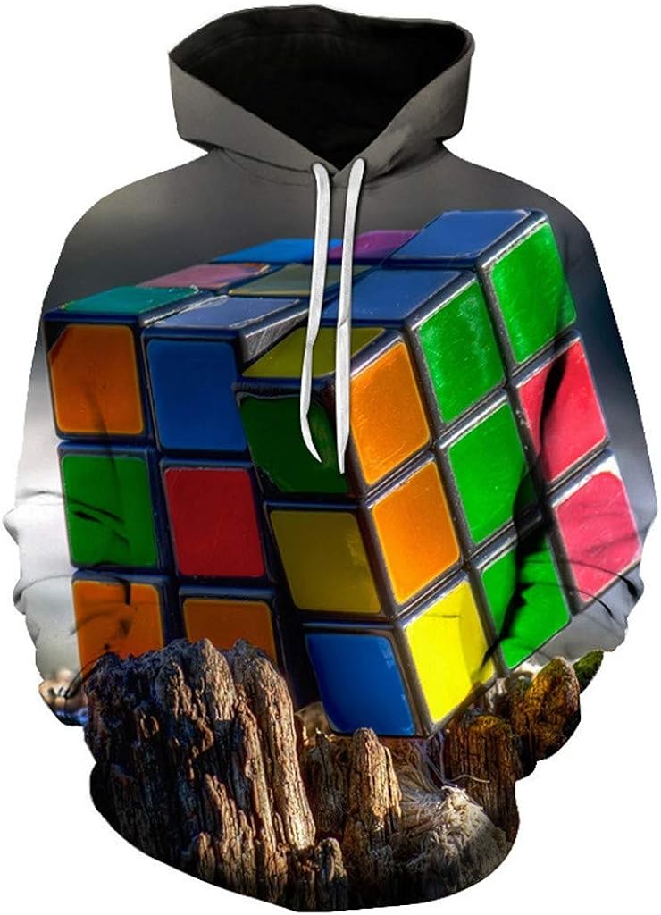 OMINA 3D Printing Hoodies for Men, 2019 Casual Winter Plus Size Long Sleeve Stun Sweatshirt Pullover Coat: Clothing