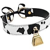 TIVMIK Fashionable Large Bell PU Leather Collar Cute Cow Print Necklace Sweet Girl Style Necklace Choker For Women Cosplay