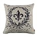 LINKWELL Black Word Fleur De Lis Pillow Cover 18X18 inch Burlap Cushion Covers Pillow Case for Sofa Couch Home Decoration French Country CC623