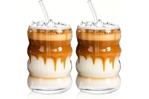 High Borosilicate Glass Cups with Straws,for Iced Coffee, Juices, Milk, Tea, And More. A Stylish And Adorable Caterpillar, Lu