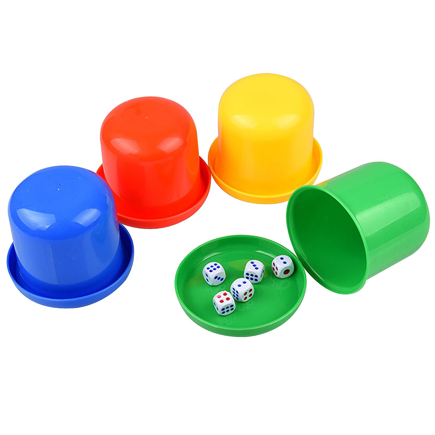 Lezevn 4 Pieces Dice Game Set Plastic Dice Shaker Container Dice Shaker Cup Set Party Props Game Accessory for Bar