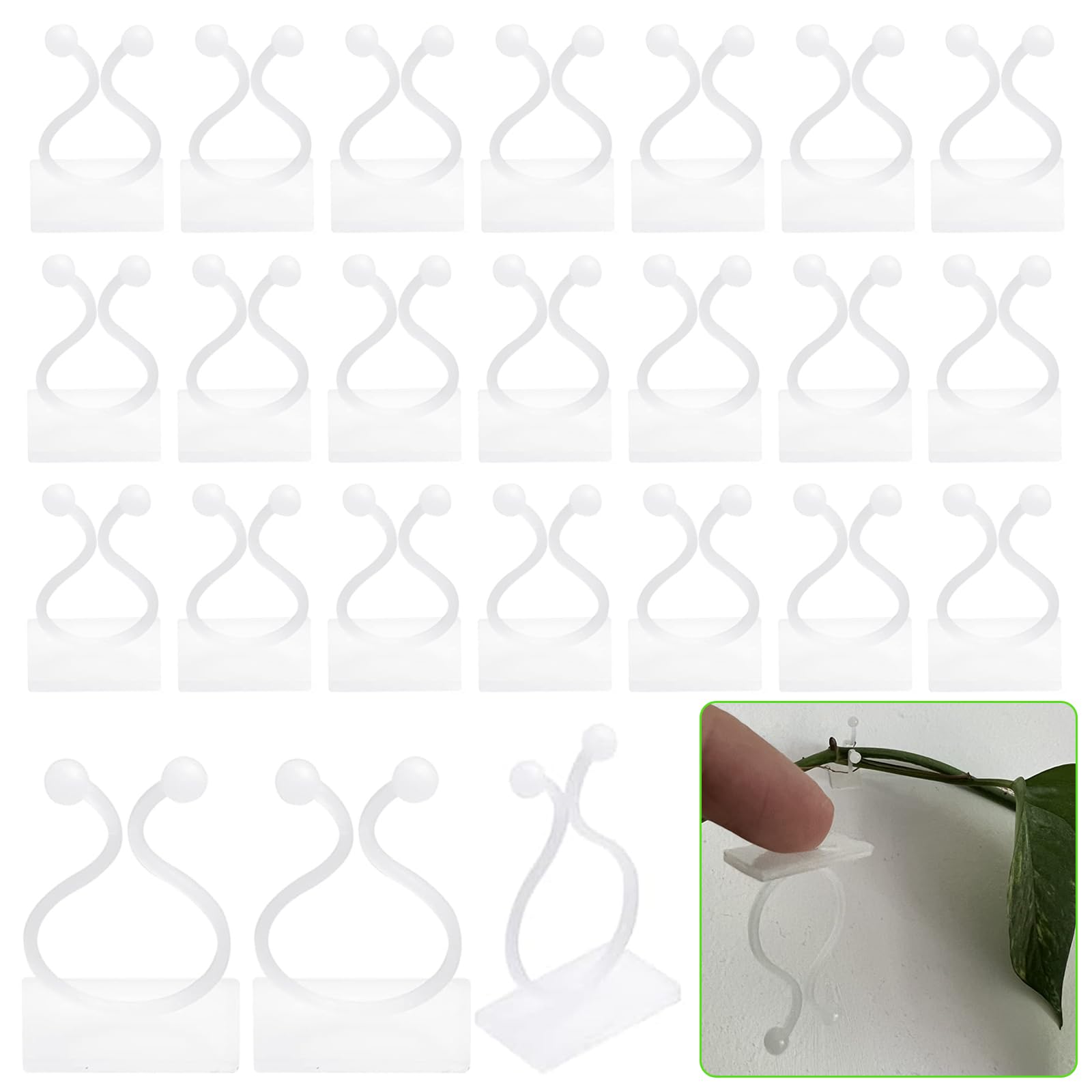 Cfcyhla Pack of 120 Plant Clips (20 mm + 25 mm), 2 Sizes Plant Clips Wall Mount Plant Clips Plant Clips for Plants Securing Supports (White)