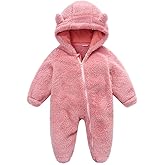 UVIPC Newborn Baby Bear Fleece Outfit Footie Jumpsuit Winter Romper Snowsuit outfit Bear Suit Warm Hooded Outfits