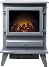 Adam Hudson Grey Electric Stove - Manual Control, Log Bed, LED Flame Effect, view 6