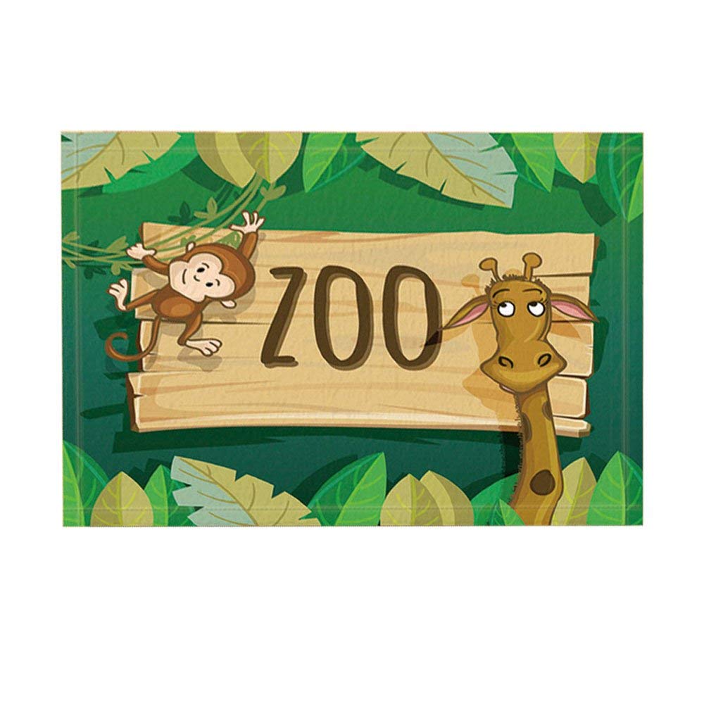 Amazon GoEoo Cartoon Bath Rugs Animal Zoo Wooden Plank