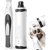 oneisall 2 in 1 Quiet Paw Trimmer and Dog Nail Grinder with LED Lights, 35dB Dog Paw Grooming Kit Rechargeable Cordless Pet Clipper