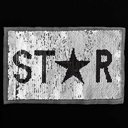 Star Reversible flip Sequin Patch Applique by pc, 10-1/2" x 5-3/4", TR-11663