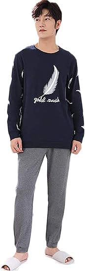 Amazon Wanghong男性用 ルームウェア 春 夏 コットン ルームウェア メンズ パジャマ 長袖 綿製品 上下 セット おしゃれ 部屋着 ４サイズ パジャマ 通販