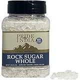 Pride Of India - Natural Crystal Rock Sugar Whole - 16 oz (454 gm) Medium Dual Sifter Jar - Authentic Indian Sugar Crystals -