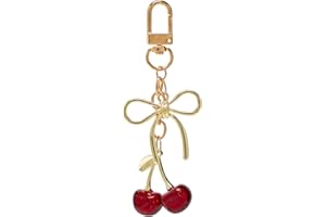 YDF Cherry Keychain Cute Bag Charm Women Leather Keyring Car Keys Gift Mother's Day Birthday Valentine's Purse Accessory