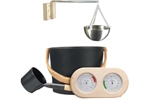 Vibhgtf Aluminium Sauna Bucket - Ladle Set, Portable Ladle, Cedar, Steam Water for Sauna | Complete Sauna Kit, Wooden Sauna B