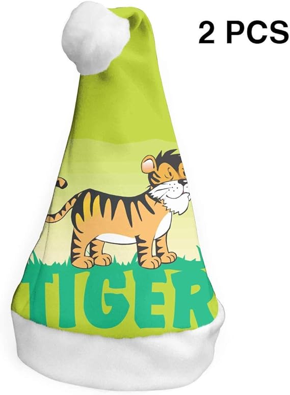 Winlock 2Pcs Friendly Tiger Santa Claus Hat Christmas Party Supplies