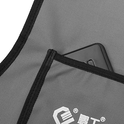 Dolity Water Resistant Oxford Carpenters Joiner Workshop Work Apron With 13 Pockets - Grey