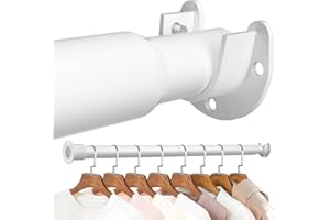 Mavivegue Closet Rod, 17 to 42 Inch Adjustable Closet Rods for Hanging Clothes, White, Hanging Rod for Closet Wardrobes Laundry RV, Bathroom