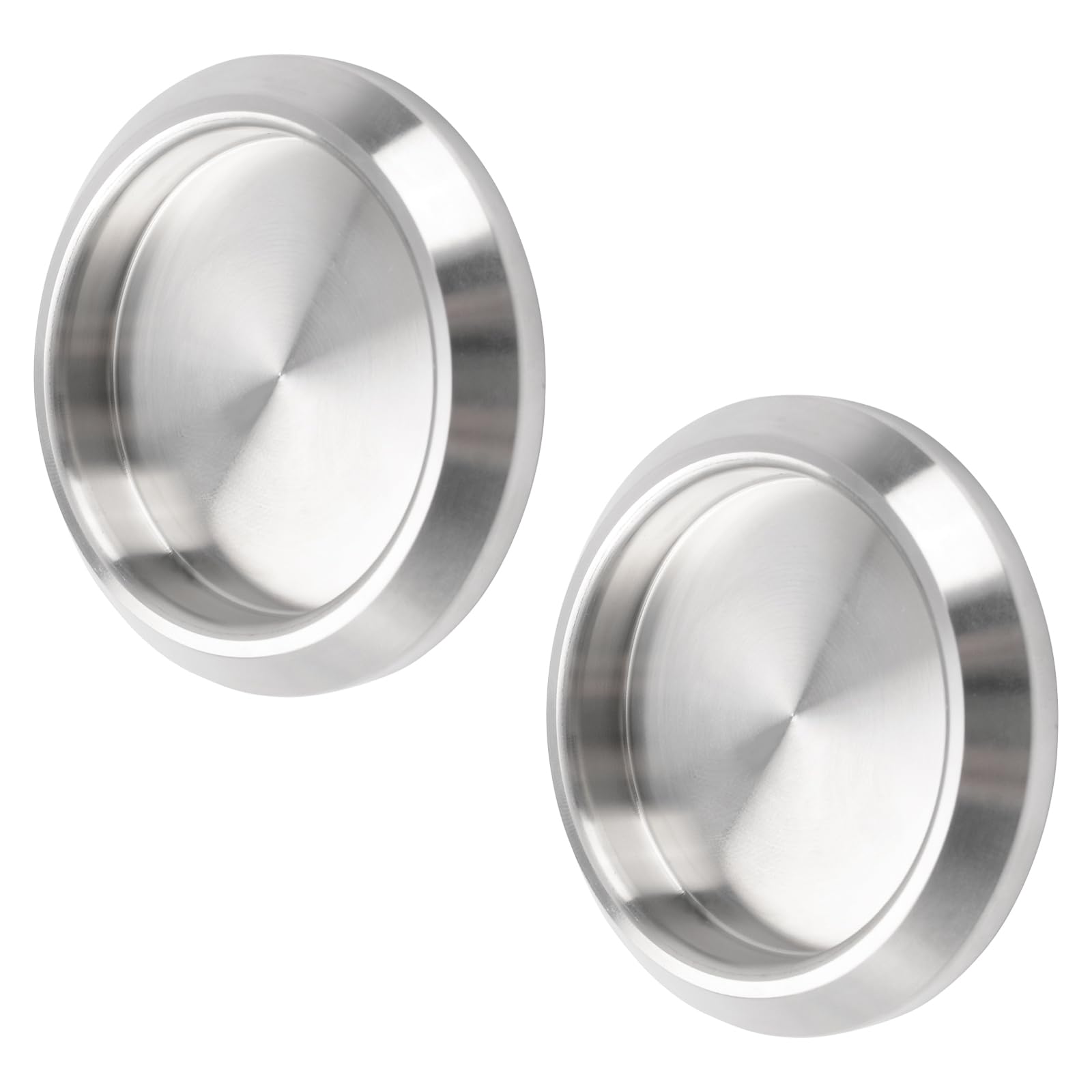 MOROBOR 2 Pack Self-Stick Closet Door Finger Pull, Stainless Steel Round Sliding Pull, Recessed Kitchen Cabinet Handles Pull, Invisible Door Handle, Grey