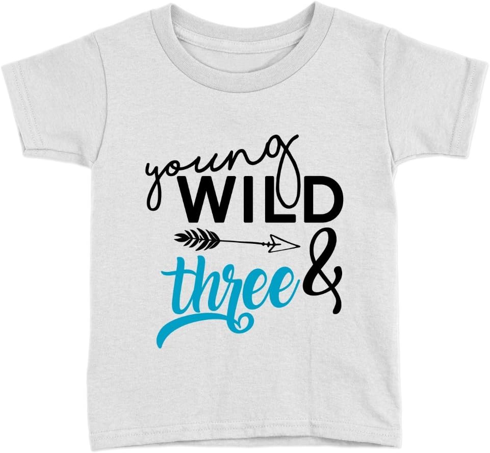 Kickass TeesYoung Wild & Three Kids T-Shirt 3rd Birthday Years Old Sweet