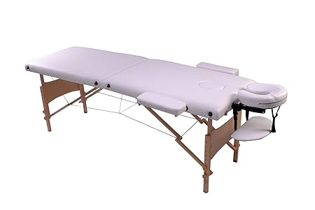 Bc-elec HM2523 Zusammenklappbarer Massagetisch aus Holz 210 x 80 x 80cm weiß, + Tasche, Max. 250kg