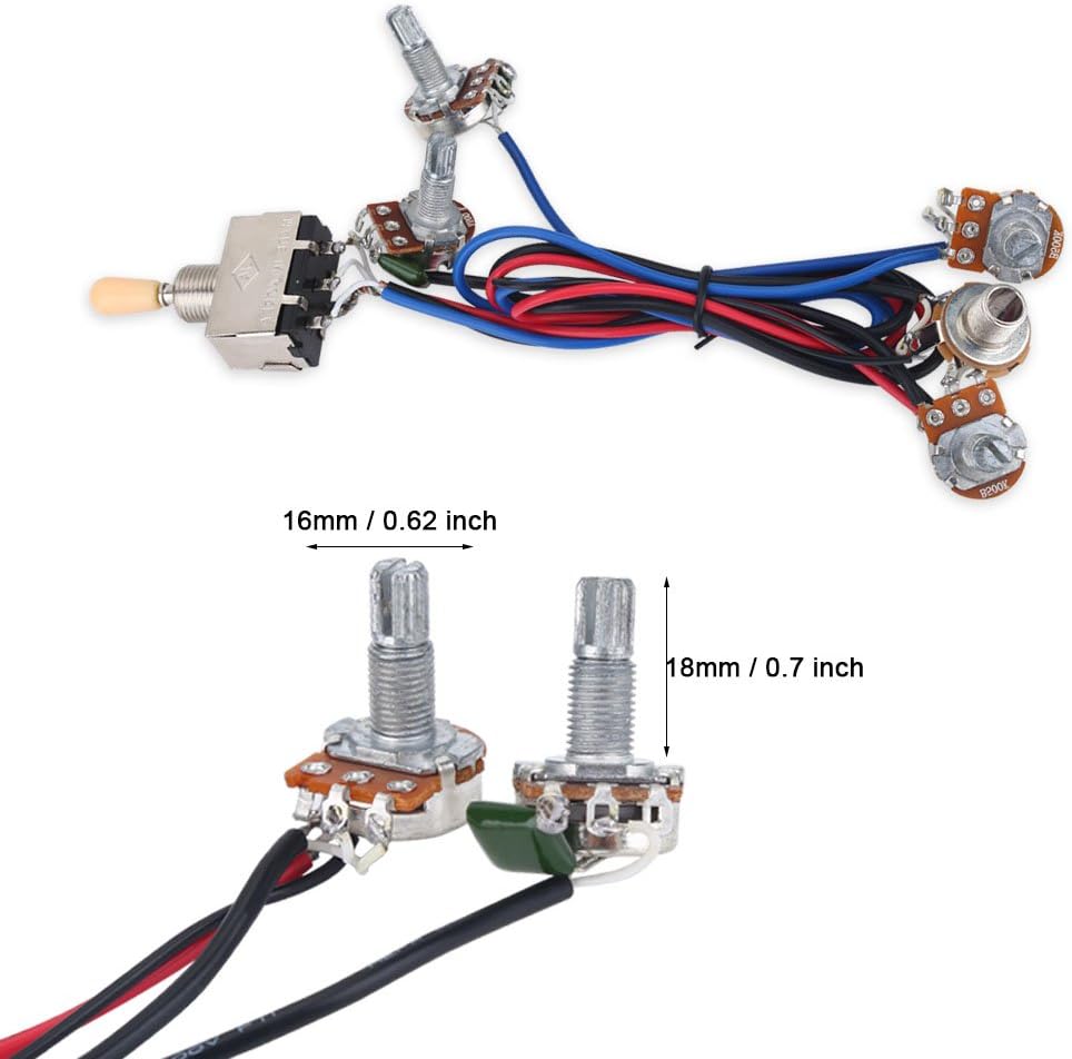 Bass Wiring Harness Kit, Dilwe 11 Pieces Nuts and 6 Pieces Washers for Guitar Hardware Replacement Kit, Multicolour - Image 5