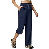 Casei Women's Cargo Capris Quick Dry Lightweight Water Resistant Roll Up Hiking Pants with 6 Pockets Travel Casual Outdoor