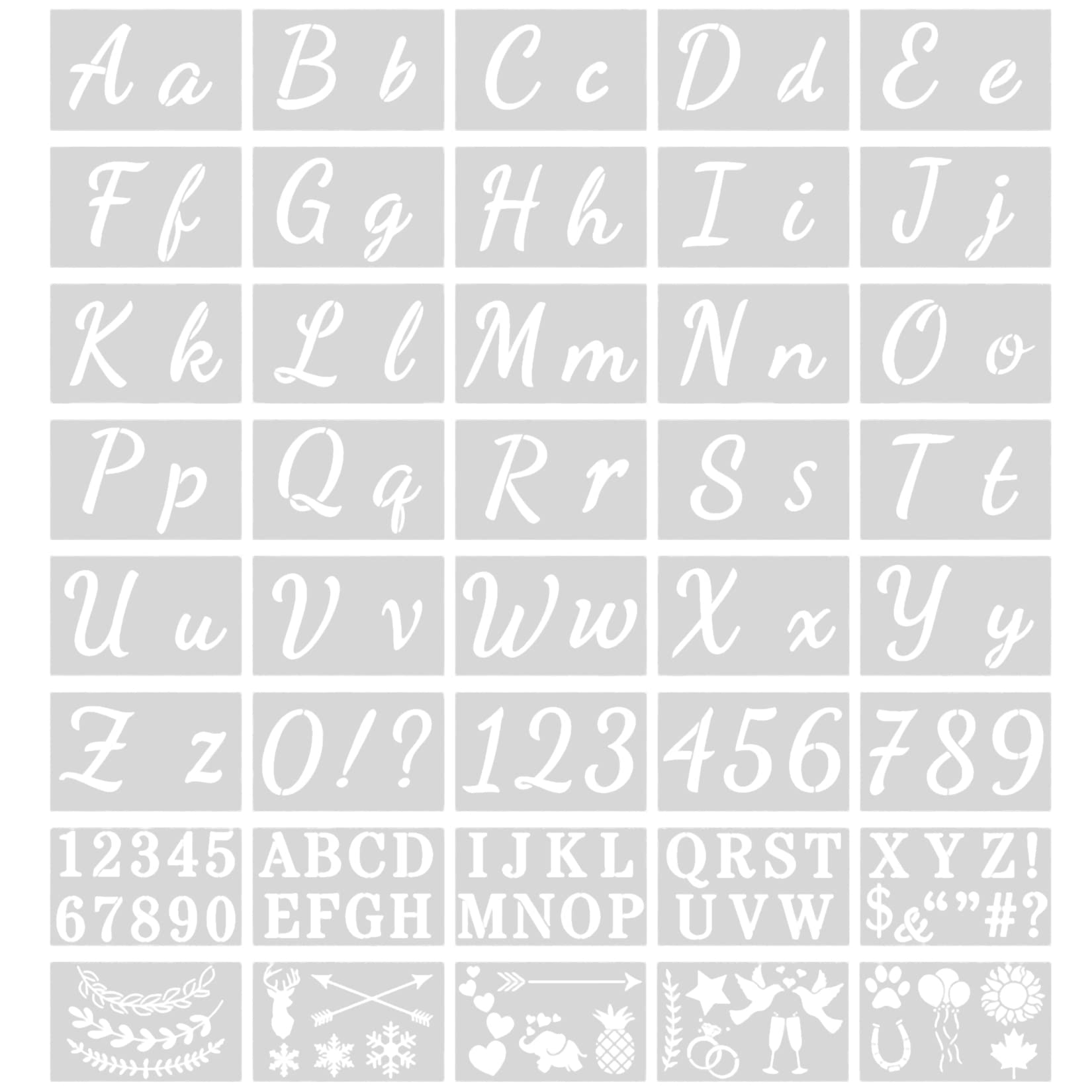 40 Pcs Letter Stencils, 128 Designs Number and Letter Alphabet Artistic Drafting Drawing Templates Stencil Set, Reusable Plastic Lettering Number Stencils for Spraying Painting Drawing