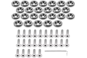STETION 25 Pcs Fender Bumper Washer Bolt 6061 T6 Grade M6x20mm CNC Finishing Washer Engine Bay Dress Up Fastener Kit (Gre)
