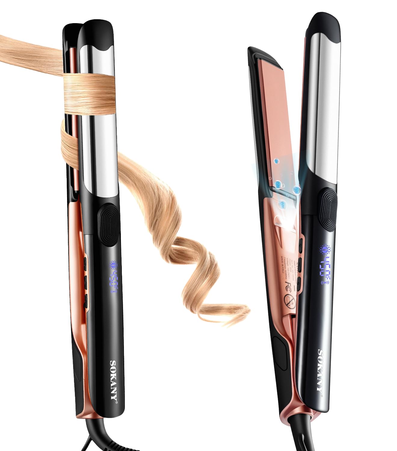 Photo 1 of 1 Inch Flat Iron Hair Straightener and Titanium Curler 2 in 1 | Dual Voltage Smart 3D Ceramic Floating Plates Ionic Straightener