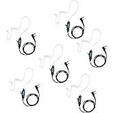 SAMCOM Walkie Talkies Earpiece with Mic PTT 2 Pin Transparent Acoustic Tube K Head Headset Surveillance Covert Air Tube Ear Piece Compatible Radios, 6 Packs