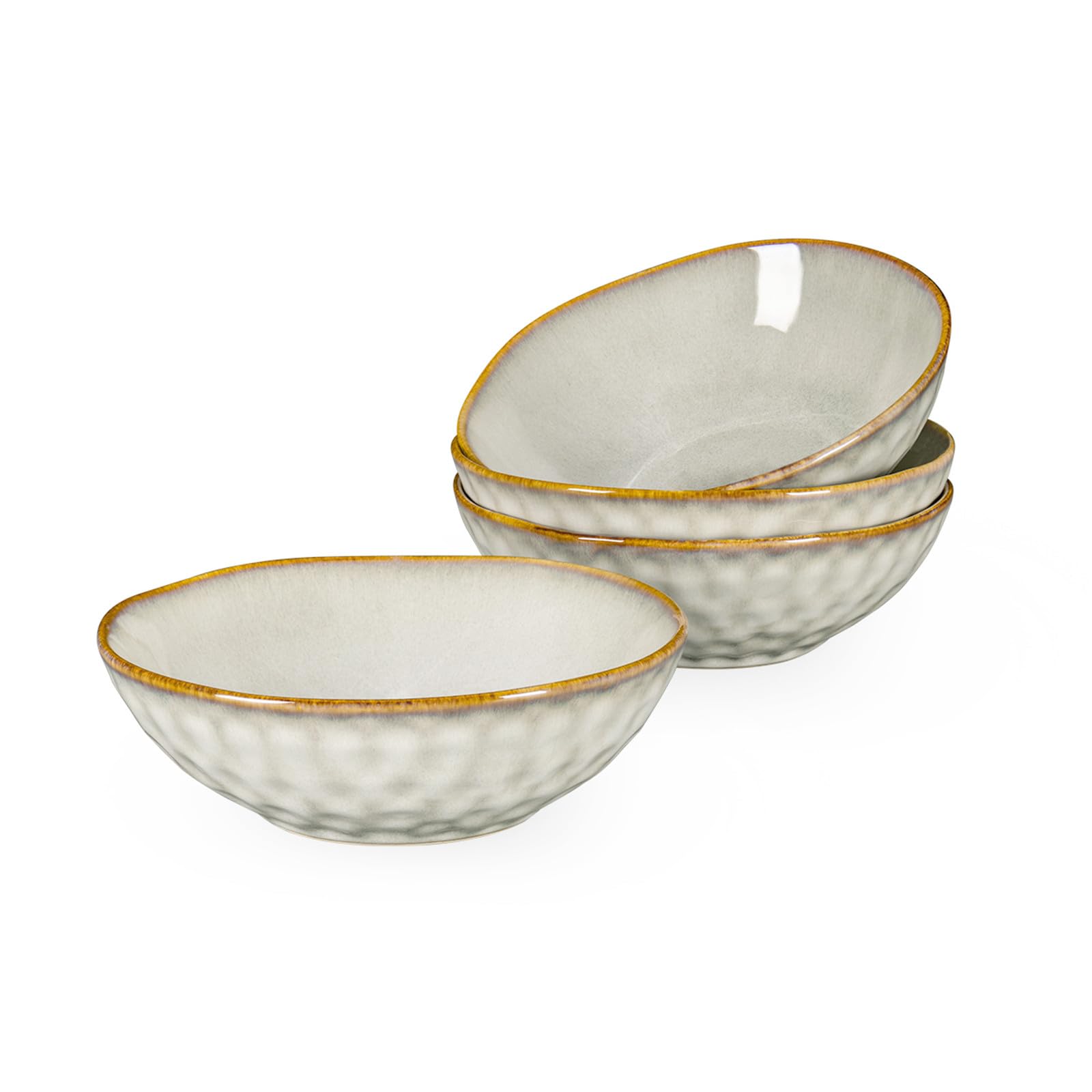 Henten Home 4-Piece Beige Stoneware Cereal Bowls Set - 800 ml, Bowl Set / Soup Bowls Ceramic / Bowls Ramen — image 1