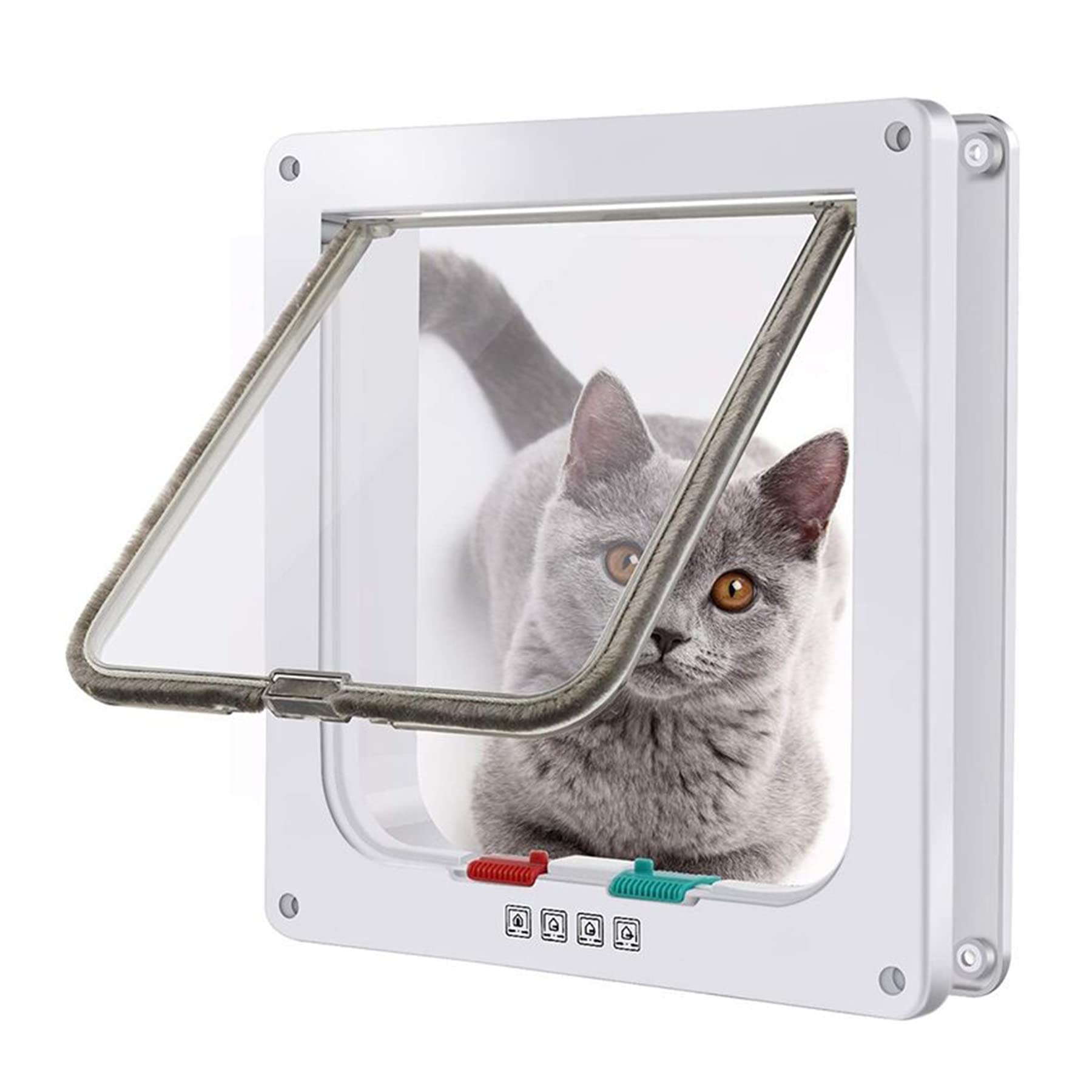 Moaobooh Cat Flap, 4 Way Locking Pet Door, Cat/Dog Flap with Tunnel