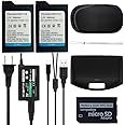 TFSeven 2Pcs High Capacity Rechargeable Lithium Ion Replacement Sony PSP-110 Battery + AC Adapter 5V 2A Wall Travel Power Supply Compatible for PSP 1000 Series Accessories Kit
