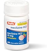 Rugby Meclizine HCI 25mg, Anti Nausea Chewable Tablets,100 Count (1-Pack) | Helps Prevent and Treat Nausea, Vomiting, and Dizziness Due to Motion Sickness, Anti-Nausea Medicine