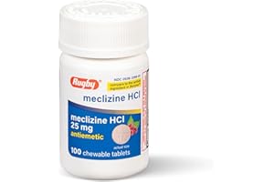 RUGBY LABORATORIES Rugby Meclizine Chewable Tablets 25mg - Anti-Nausea Medicine Helps with Motion Sickness - 100 Count
