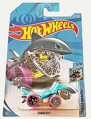 Hot Wheels 2018 50th Anniversary Street Beasts Shark Bite (Shark Car) 164/365, Aqua Blue
